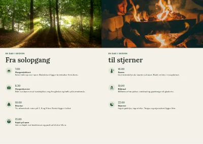 Side 8–9 af Brochure til glamping i skoven – 16 sider