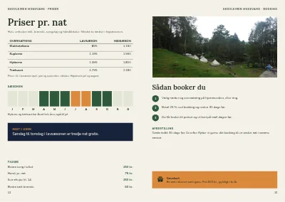 Side 12–13 af Brochure til glamping i skoven – 16 sider