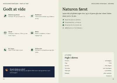 Side 14–15 af Brochure til glamping i skoven – 16 sider