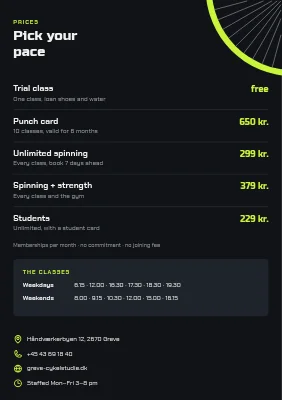 Page 2 of Spinning in Greve: first month 99 kr.