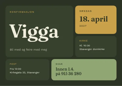 Konfirmasjon — typografiske fliser i mose og messing