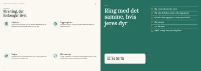 Side 8–9 af Klinikbrochure for dyrlæge – 12 sider