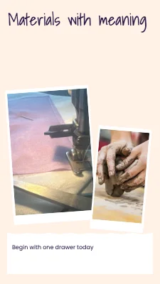 Materials with meaning · torn paper journal