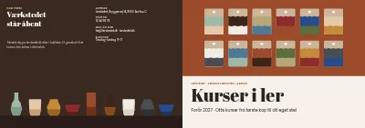 Omslag af Kursuskatalog for keramikværksted – 16 sider