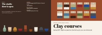 Cover of Course catalogue for a pottery studio – 16 pages