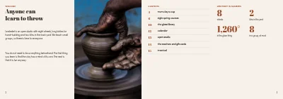 Pages 2–3 of Course catalogue for a pottery studio – 16 pages