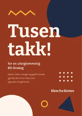 60-årsdag — takkekort i Memphis-stil