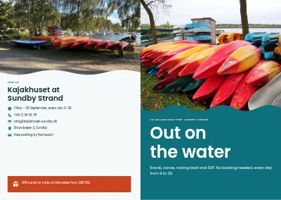 Cover of Brochure for kayak and boat hire – 8 pages