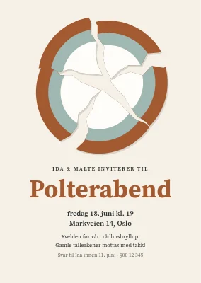 Polterabend — knust tallerken i papirklipp