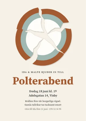 Polterabend — trasig tallrik i klippt papper