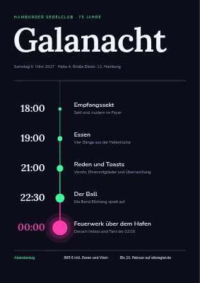 Galaabend — Zeitplan des Abends