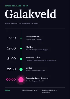Galakveld — kveldens tidslinje