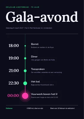 Galavond — tijdlijn van de avond