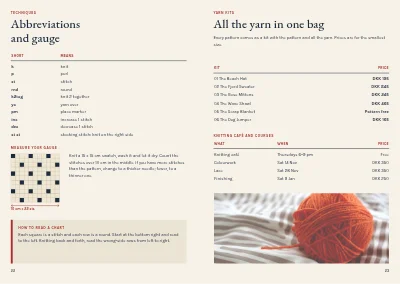 Pages 22–23 of Pattern booklet for a knitwear designer – 24 pages