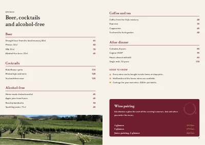 Pagine 6–7 di Wine and drinks list for a restaurant – 8 pages