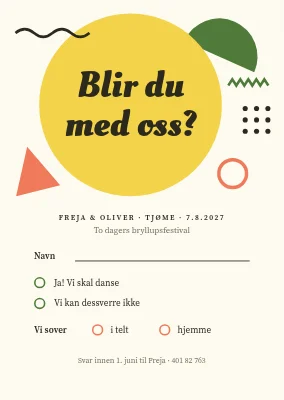 RSVP-kort — festivalbryllup i Memphis-stil