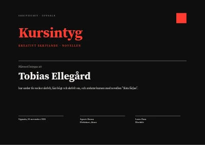 Kursintyg — kreativt skrivande