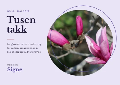 Konfirmasjonstakkekort — magnoliasirkel