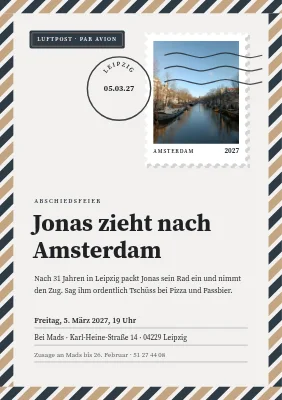 Abschiedsfeier — Luftpost nach Amsterdam