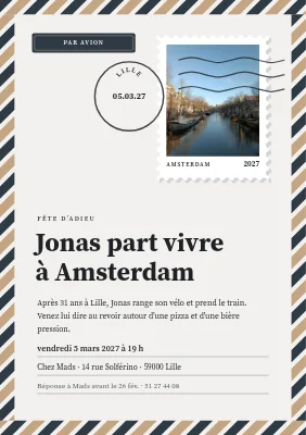 Pot de départ — par avion pour Amsterdam