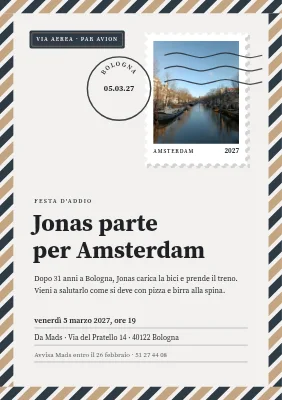 Festa d'addio — posta aerea per Amsterdam