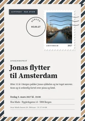 Avskjedsfest — luftpost til Amsterdam