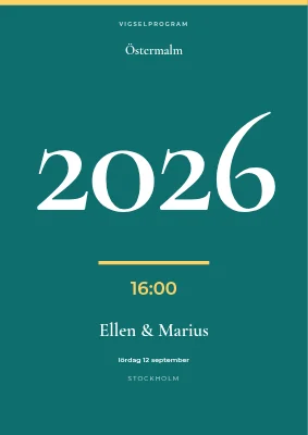 Sida 1 av Ceremoniprogram — Ellen och Marius, Østerbro