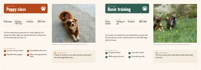 Pages 4–5 of Course catalogue for a dog training school – 12 pages