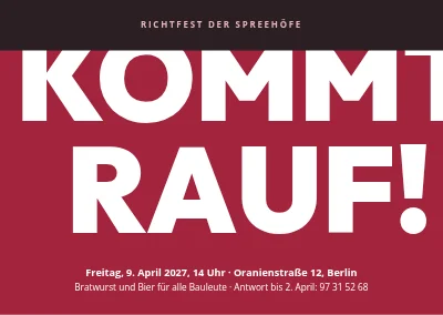 Richtfest — große Schrift