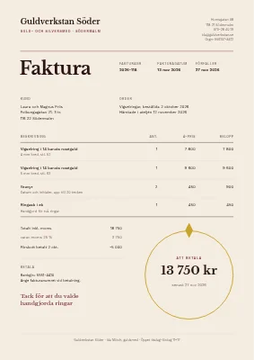 Faktura — smyckesstudio