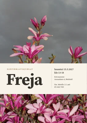 Ei-rippijuhla — magnolia ja kaurakaista