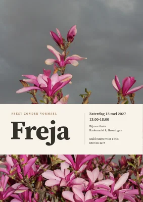 Niet-vormselfeest — magnolia met een haverkleurige band