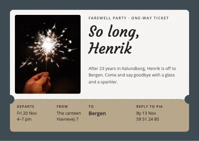 Farewell party — one-way ticket