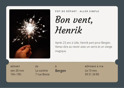Pot de départ — aller simple