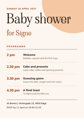 Baby shower — the afternoon programme