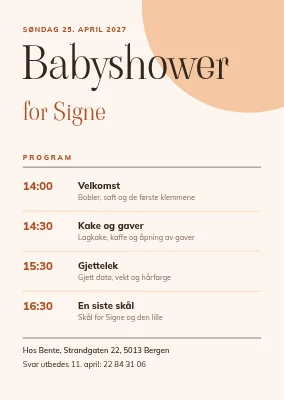 Babyshower — ettermiddagens program