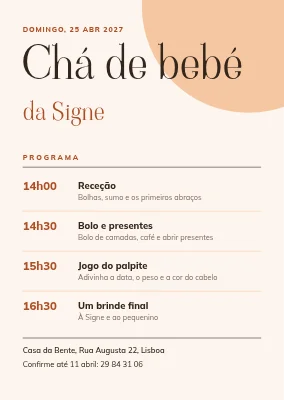 Chá de bebé — o programa da tarde