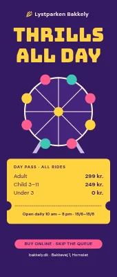Amusement park roll-up — day pass