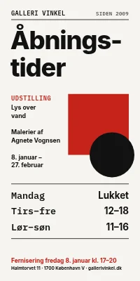 Dørplakat til galleri — åbningstider