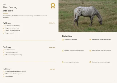 Pages 8–9 of Brochure for a riding school and livery – 12 pages