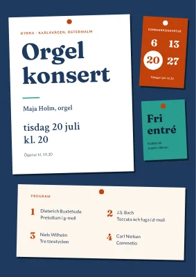Orgelkonsert i Gudhjem — anslagstavla