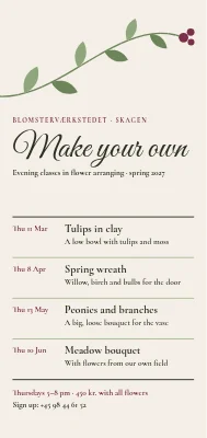 Flower arranging classes in Skagen