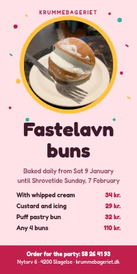 Door poster for a bakery — fastelavn buns