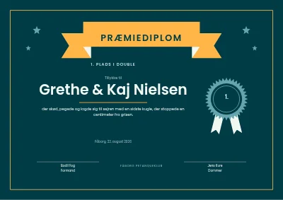 Præmiediplom — petanque