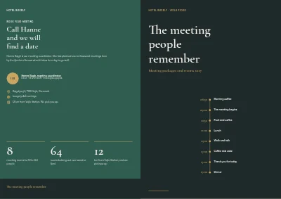 Cover of Meeting packages for a conference hotel – 16 pages