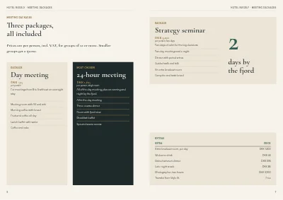 Pages 6–7 of Meeting packages for a conference hotel – 16 pages