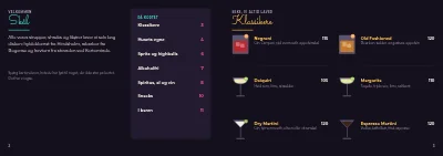 Side 2–3 af Cocktailkort for bar – 12 sider