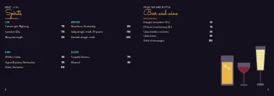 Pages 8–9 of Cocktail menu for a bar – 12 pages