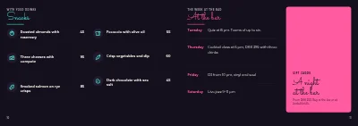 Pages 10–11 of Cocktail menu for a bar – 12 pages