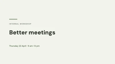 Page 1 of A workshop on better meetings